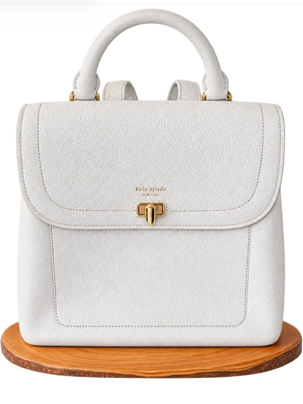 NWOT Kate Spade Essential Medium Turnlock Leather Backpack Gray